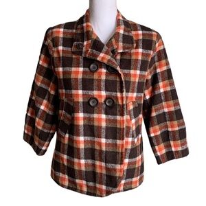 Charming Charlie Plaid Double Breasted Coat Size Medium